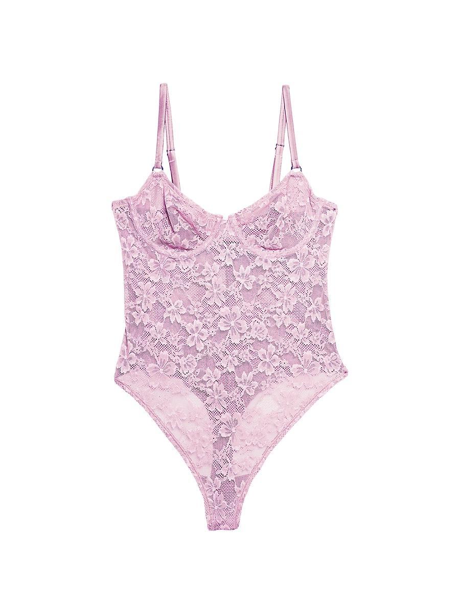 Womens Le Stretch Floral Lace Bodysuit Product Image