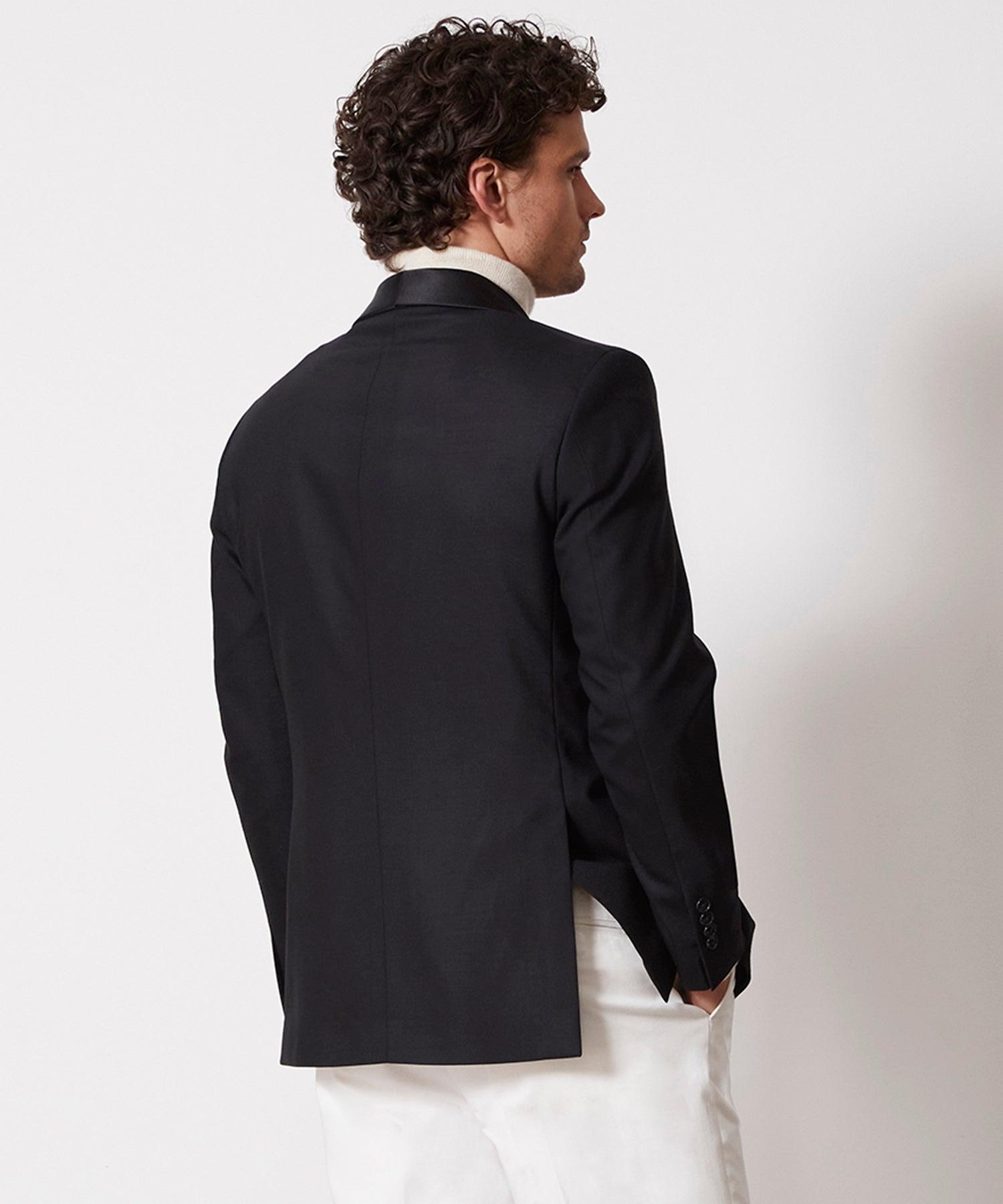 Italian Double Breasted Shawl Tuxedo Jacket in Black Product Image