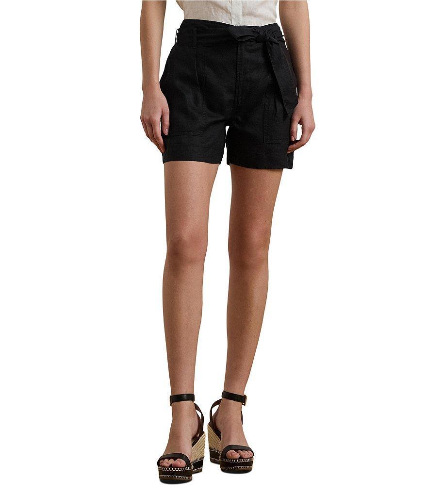 Lauren Ralph Lauren Linen High Rise Belted Shorts Product Image