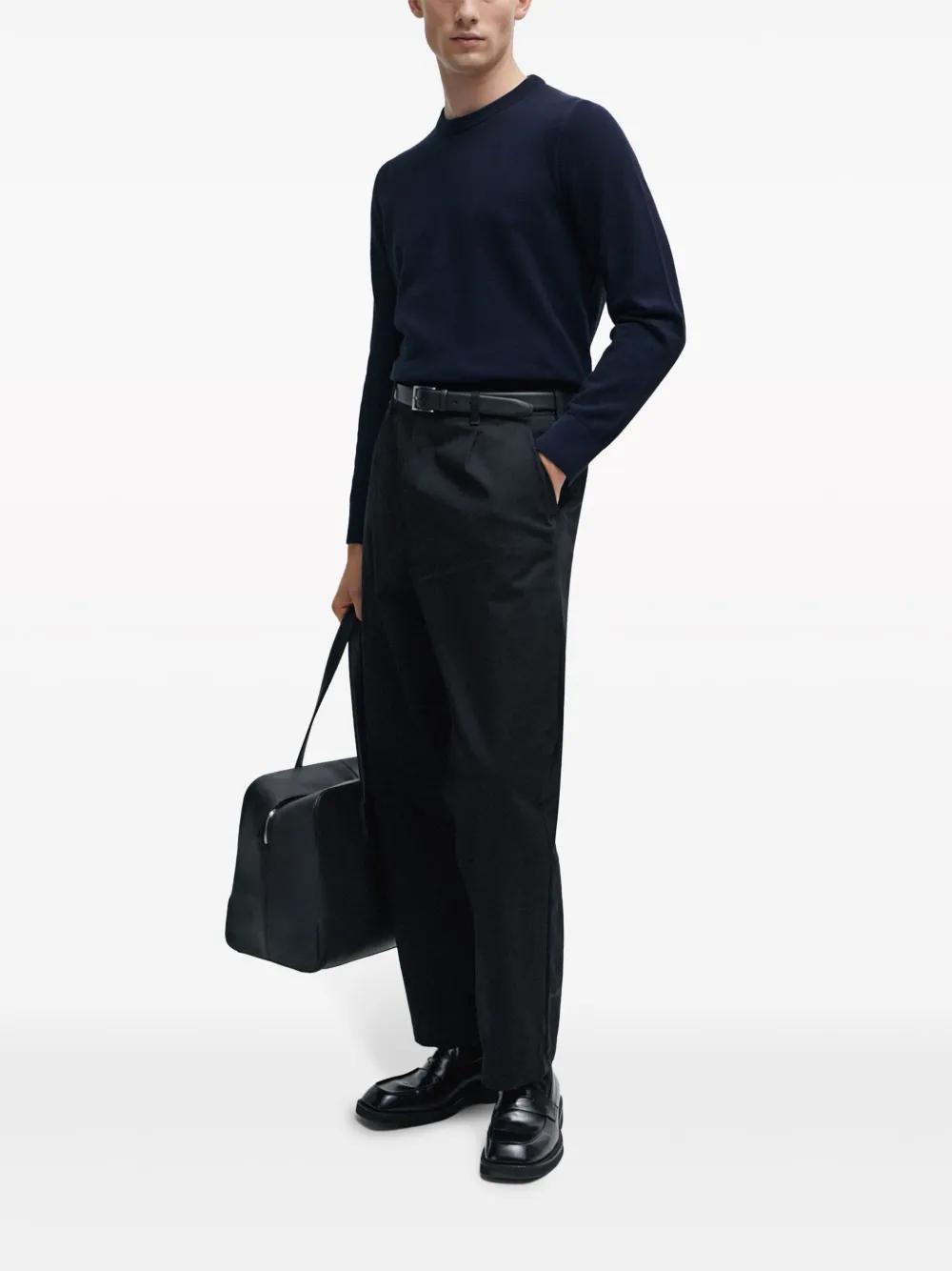 HUGO BOSS Strickpullover Mit Rundhalsausschnitt In Blue Product Image