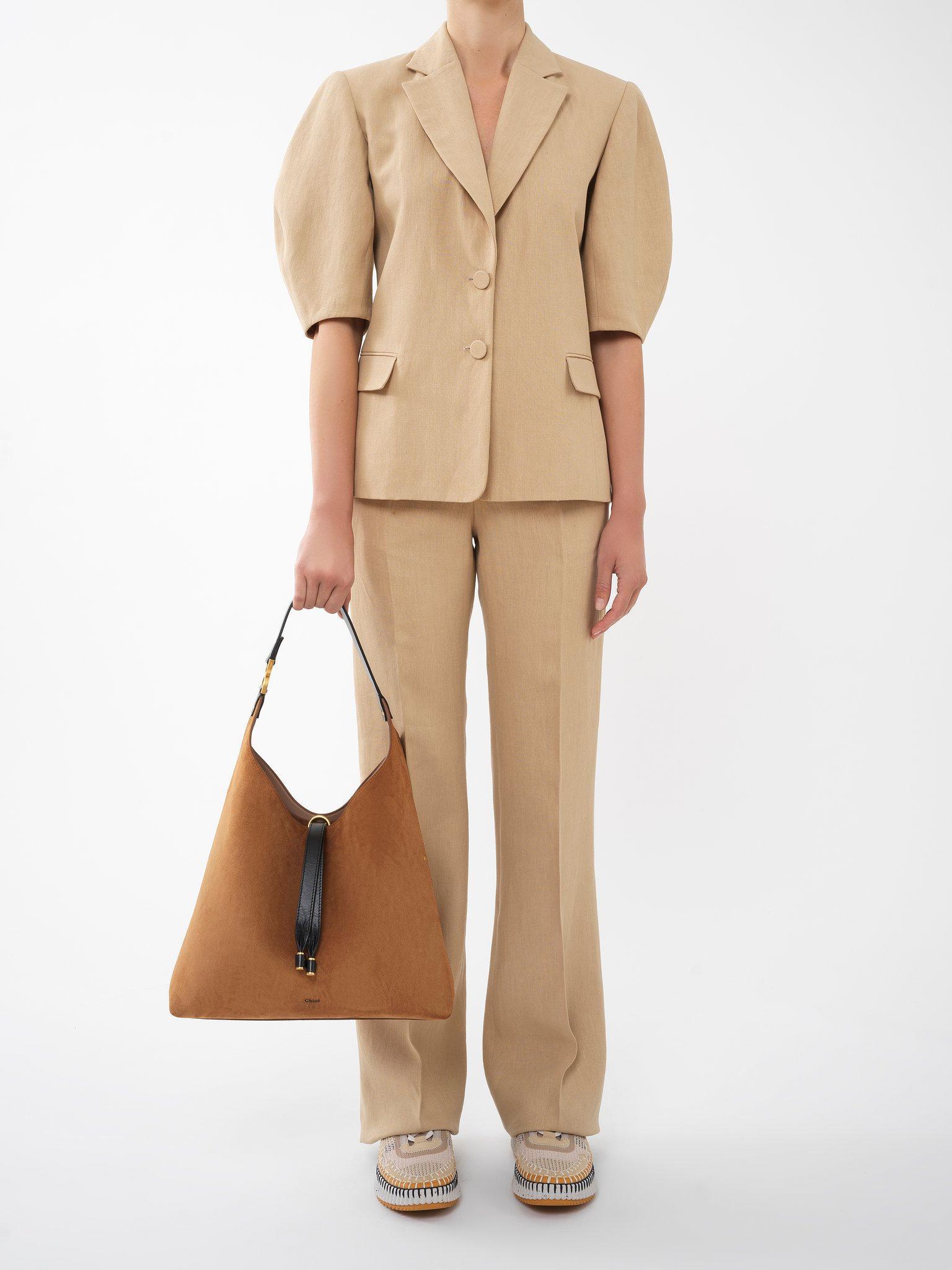 Marcie hobo bag in grained leather Product Image