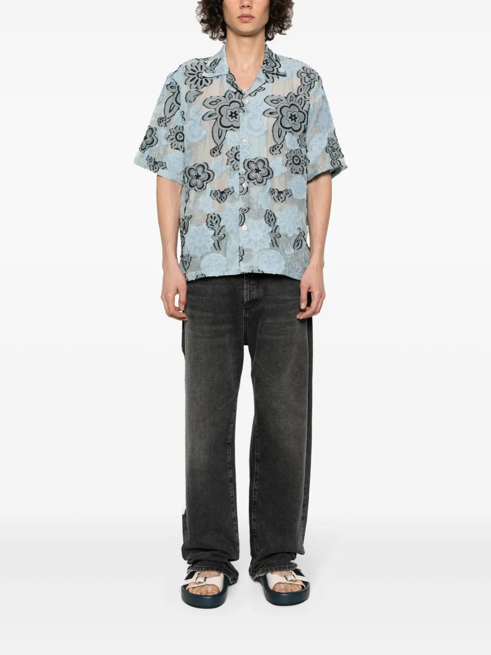 SUNFLOWER Cayo Floral-embroidery Shirt In Light Blue Product Image
