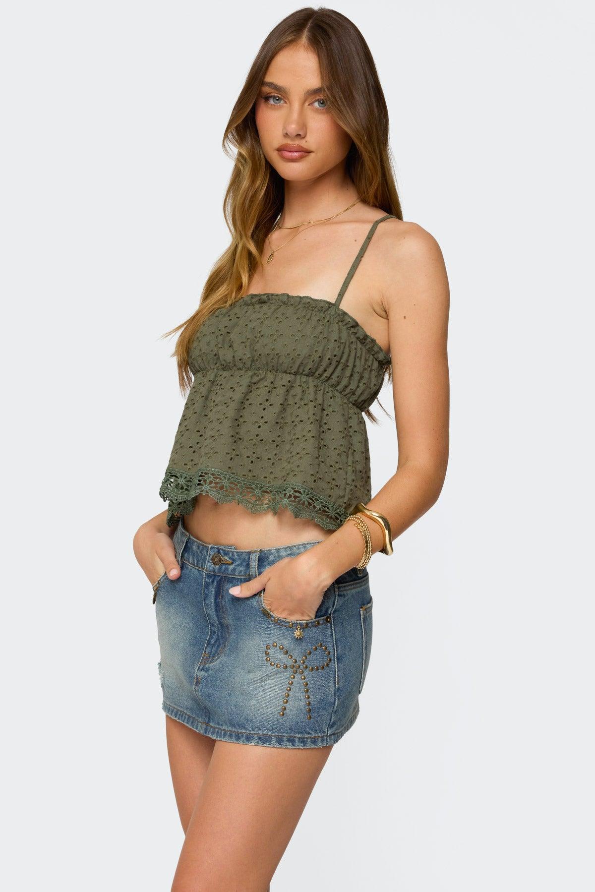Orian Eyelet Babydoll Tank Top Product Image