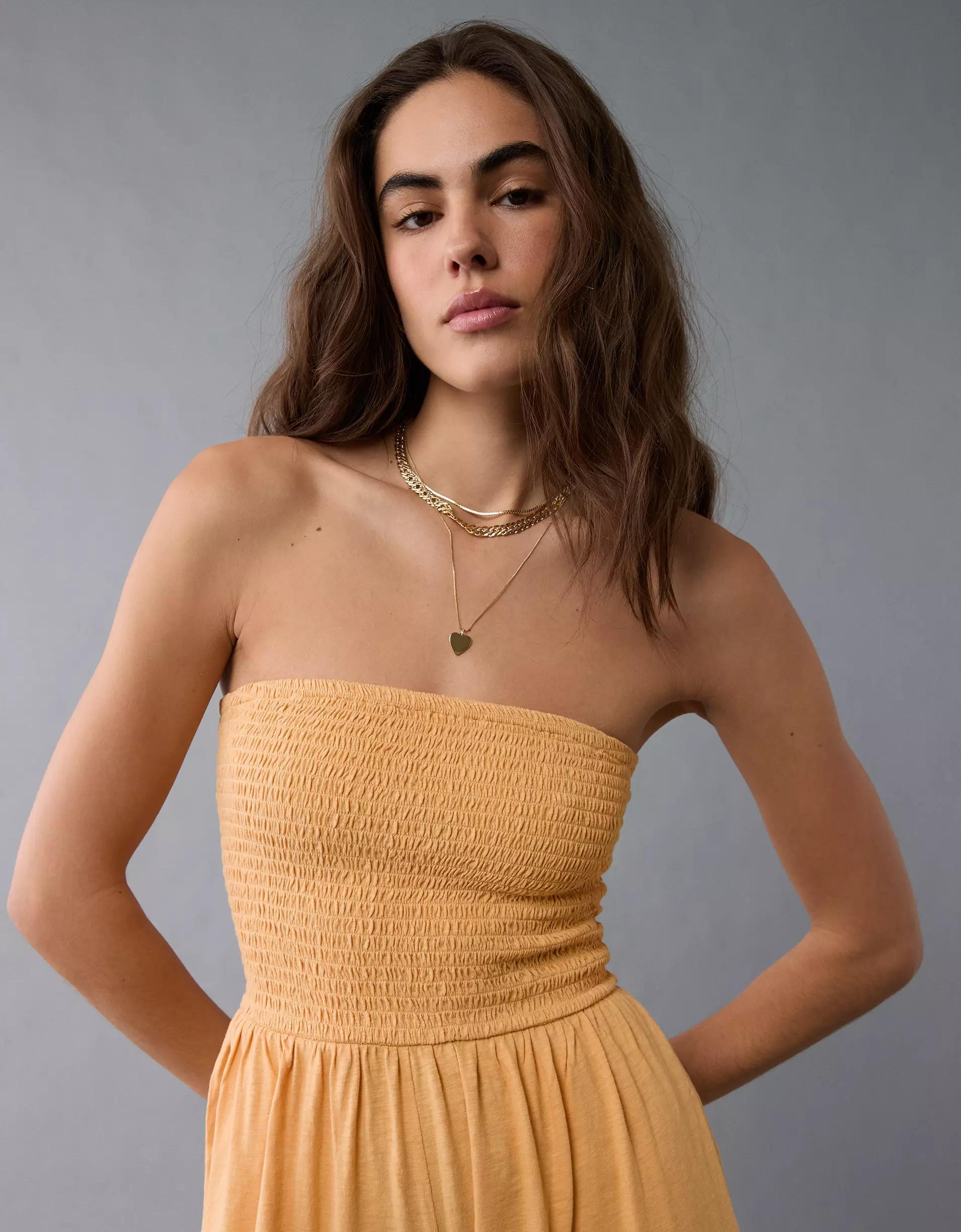 AE Sunchaser Knit Smocked Tube Jumpsuit Product Image