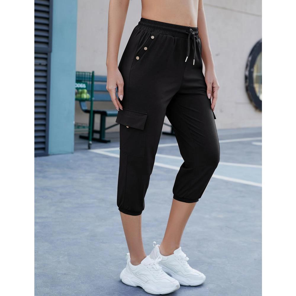 Womens Jogger Pants Athletic Pants Capri Pants Drawstring Solid Sweatpants with Side Pockets Product Image