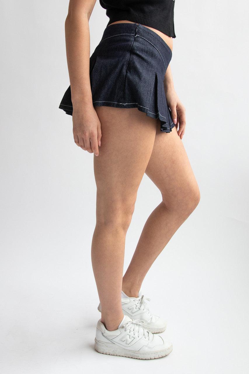 Low Rise Sparkle Denim Mini Skort Product Image