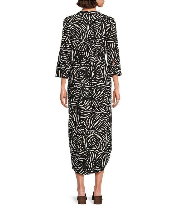 Westbound Petite Size 3/4 Rolled Sleeve Y-Neck Button Front Maxi Shirt Dress Product Image