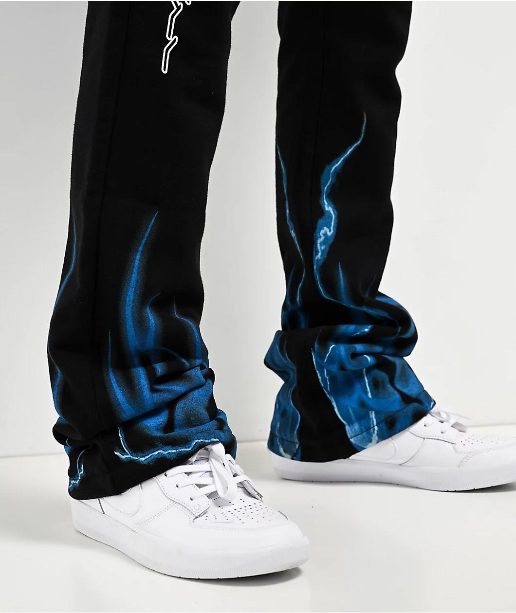 Ninth Hall Race Black Signal Stacked Flare Sweatpants Product Image