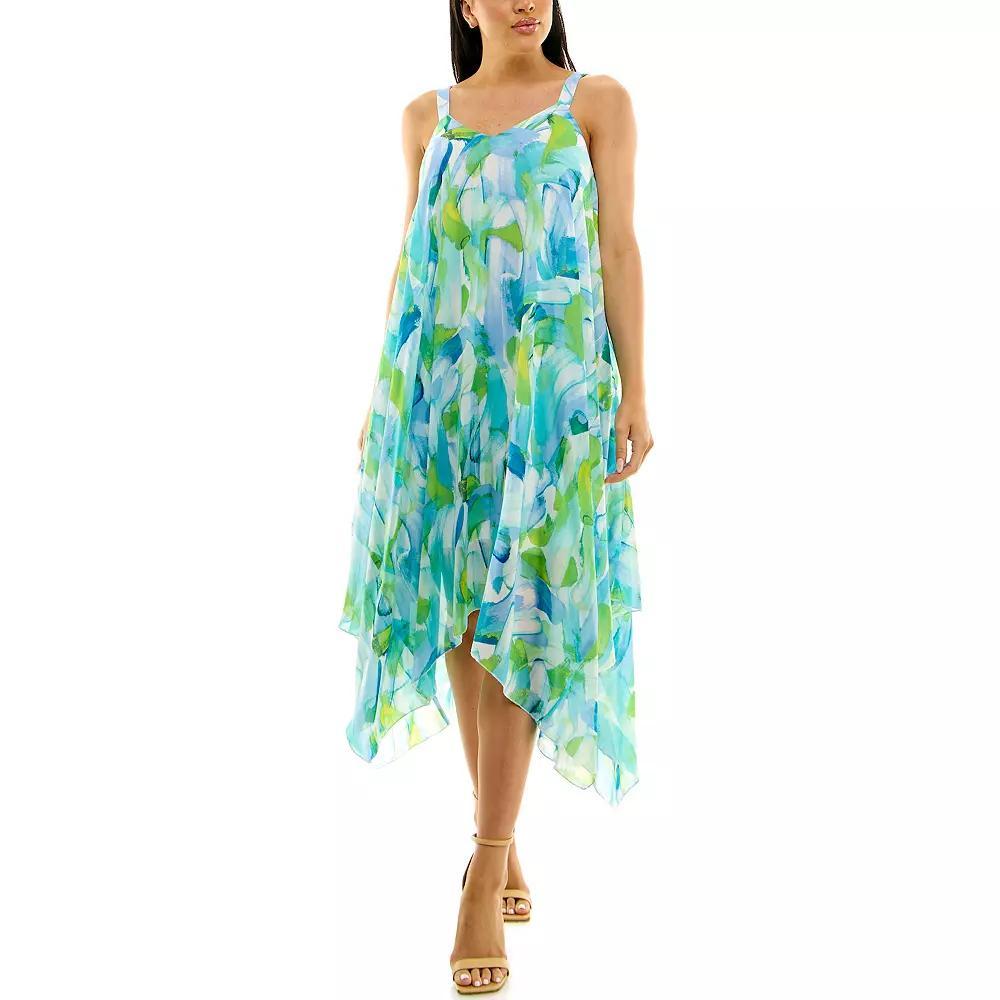 Women's Nina Leonard Uneven Hem Dress, Size: Large, Guava Team Product Image