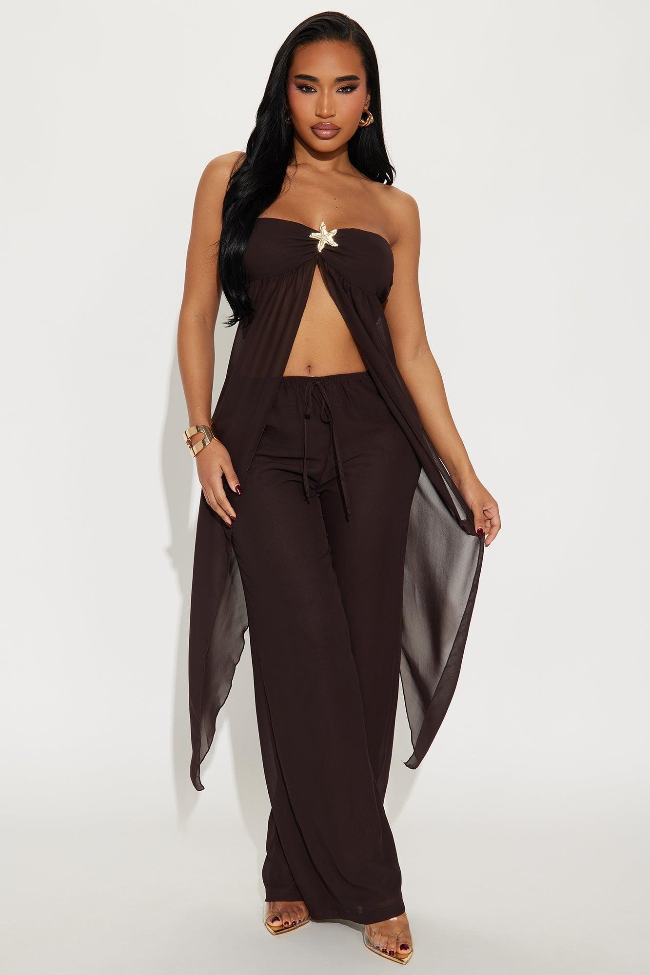 Coastal Elegance Pant Set - Brown Product Image