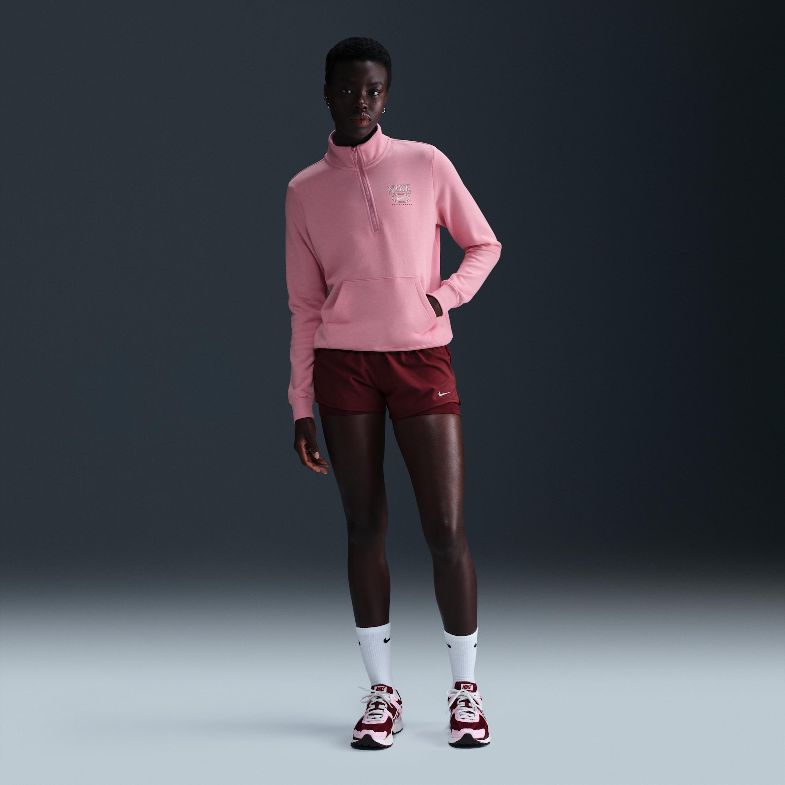 Nike Sportswear Club Fleece Women's Mock-Neck 1/2-Zip Graphic Top Product Image