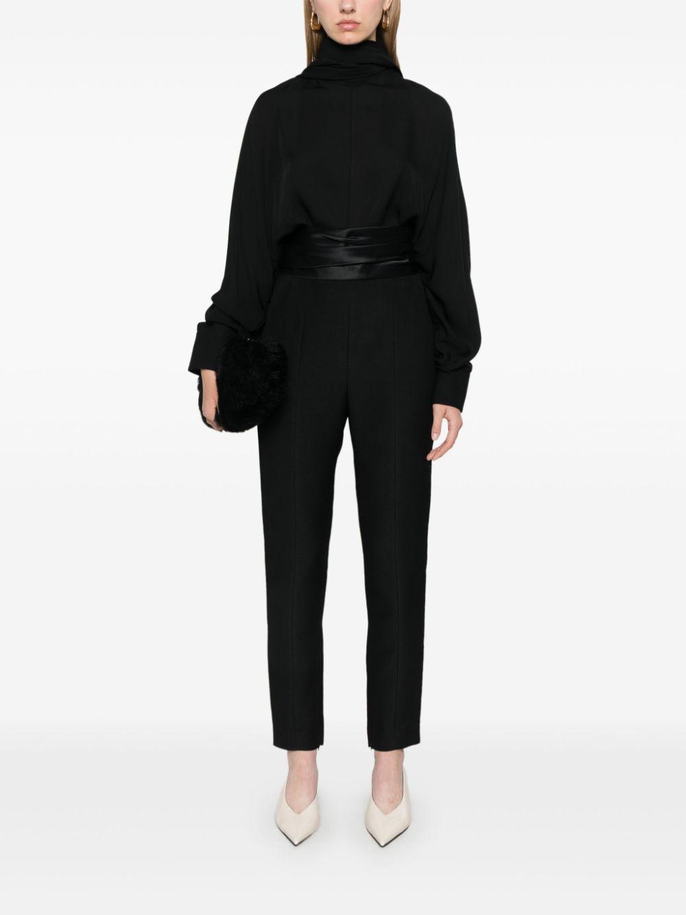KHAITE Tash Pussy-bow Silk-chiffon Blouse In Black Product Image