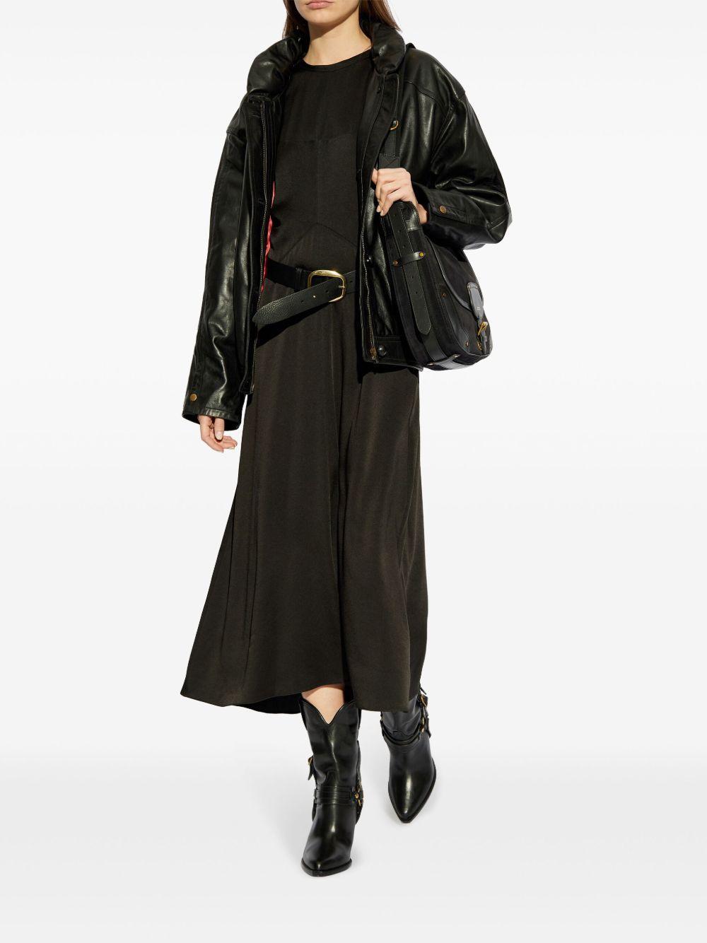 ISABEL MARANT Maxi Dress With Draped Sleeves And Fitted Waistline In Black Product Image