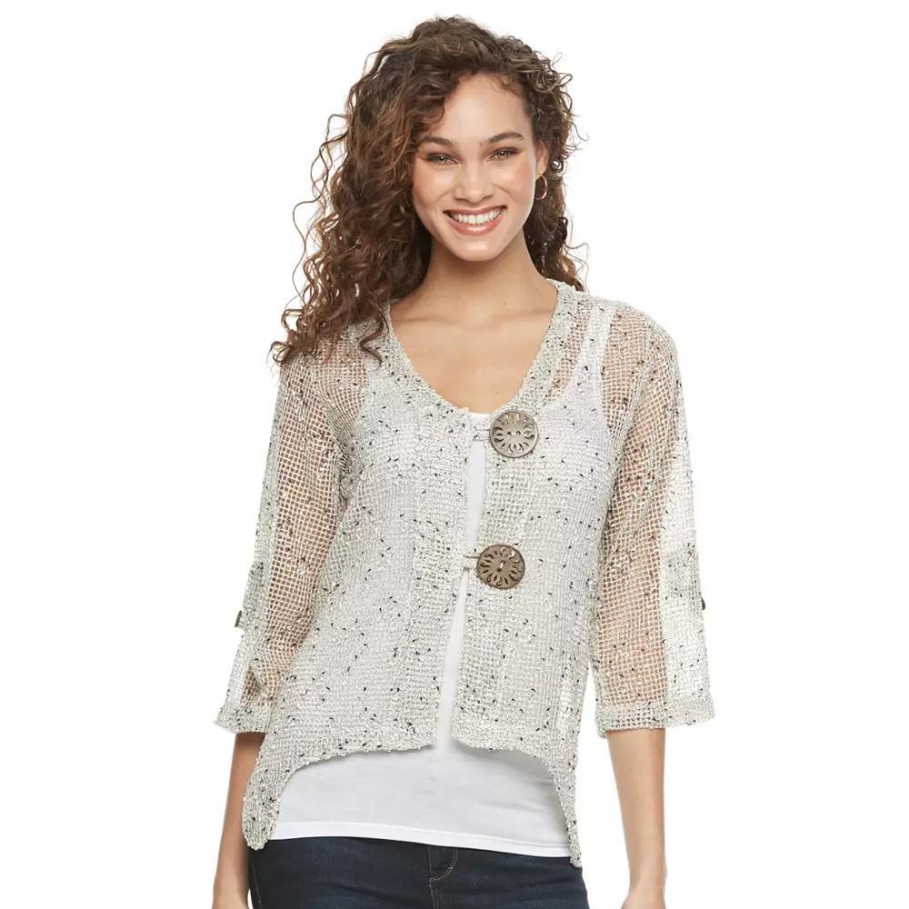 Women's Nina Leonard Button Knit Cardigan, Size: Small, Pink Blush Product Image