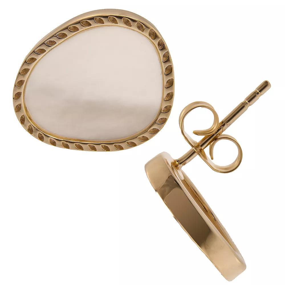 Gemistry 14k Gold Over Silver White Mother Of Pearl Stud Earrings, Women's, Gold Tone Product Image