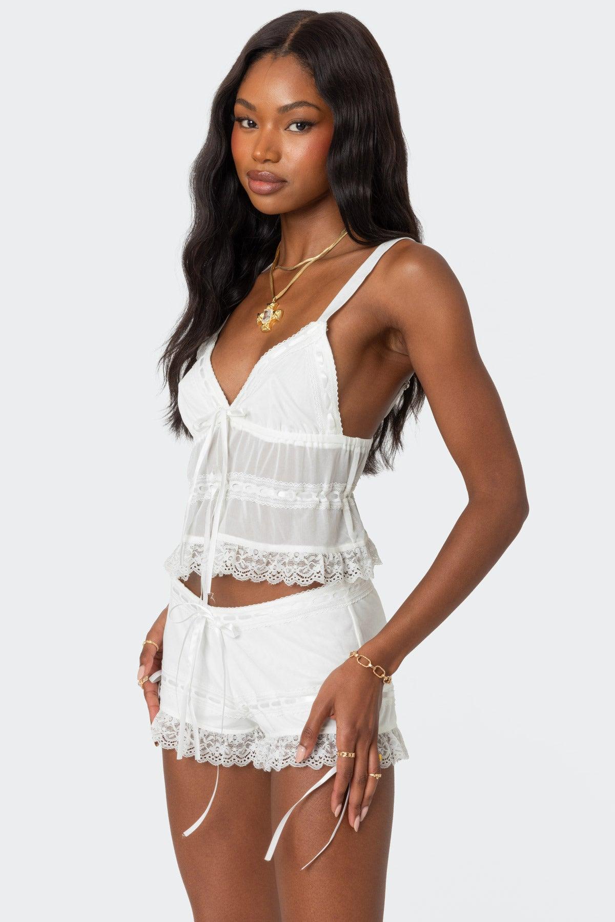 Marielle Sheer Ribbon Tank Top Product Image