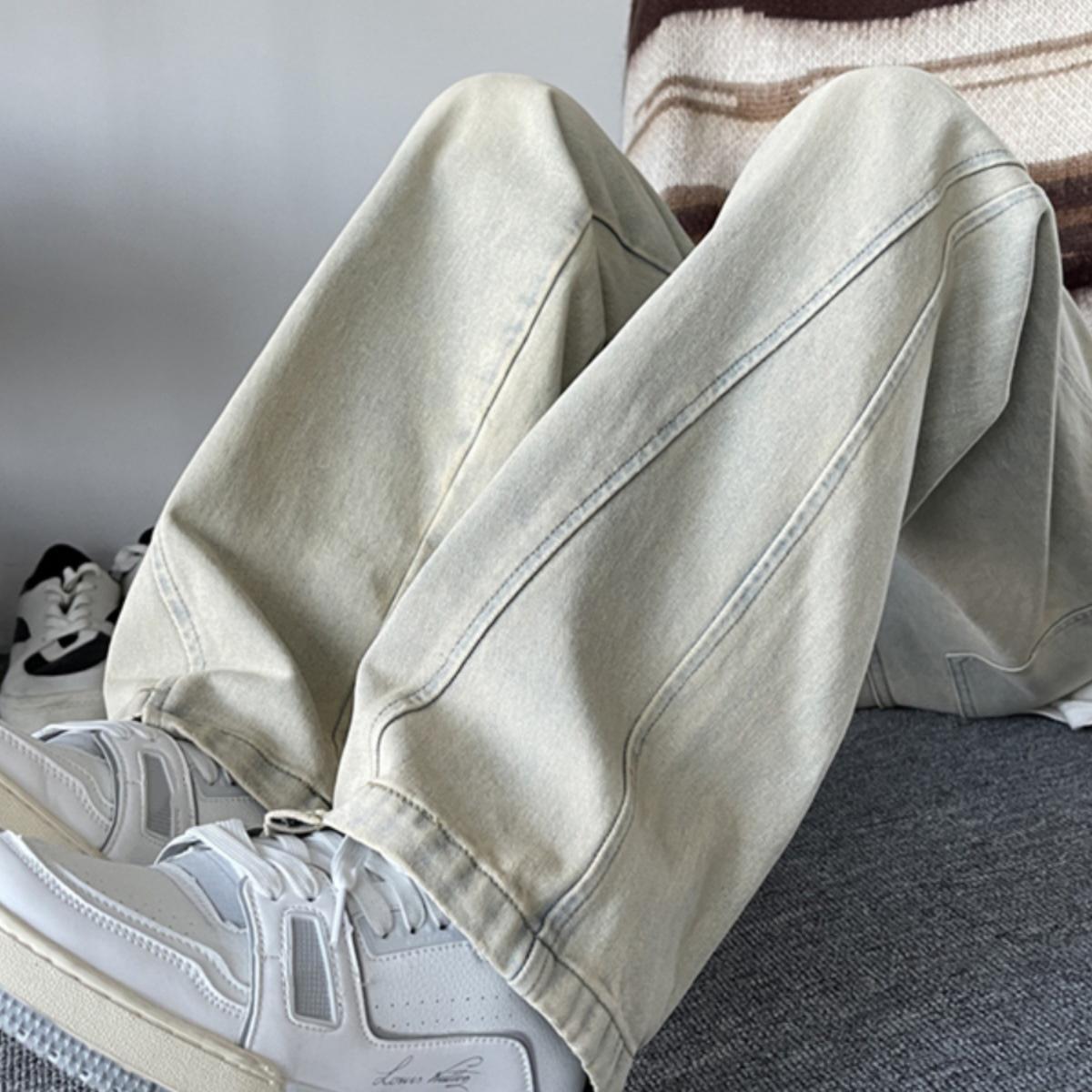 Men's Retro Yellow Mud Handsome Street Bootcut Jeans Product Image