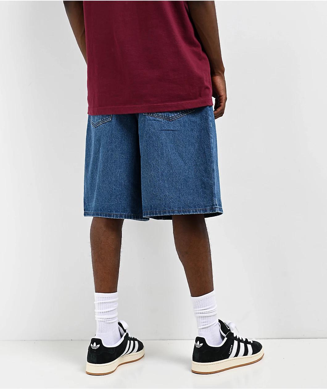 Adam Bomb Speed Blue Denim Baggy Shorts Product Image