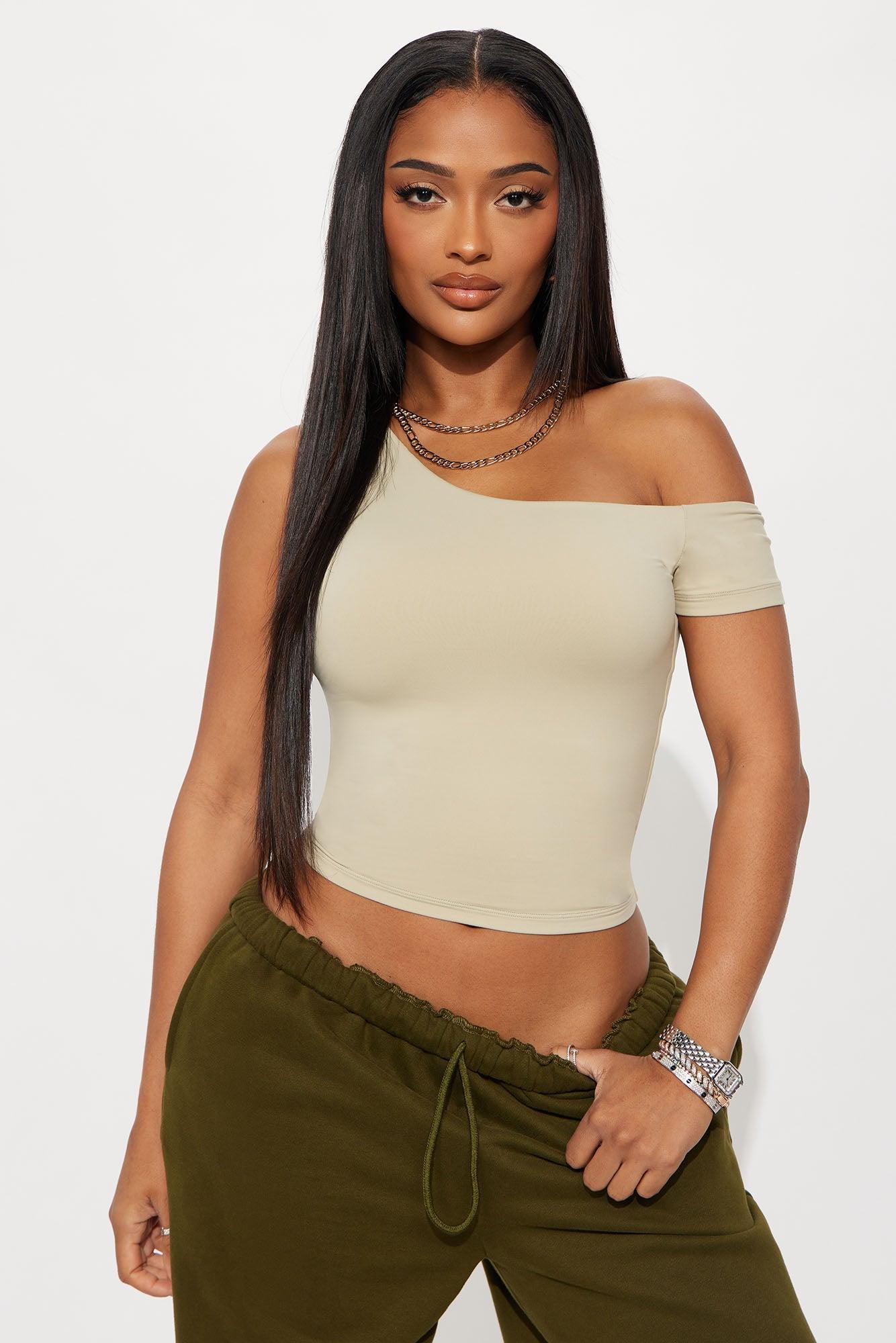 Second Skin Double Lined Off Shoulder Top - Stone Female Product Image