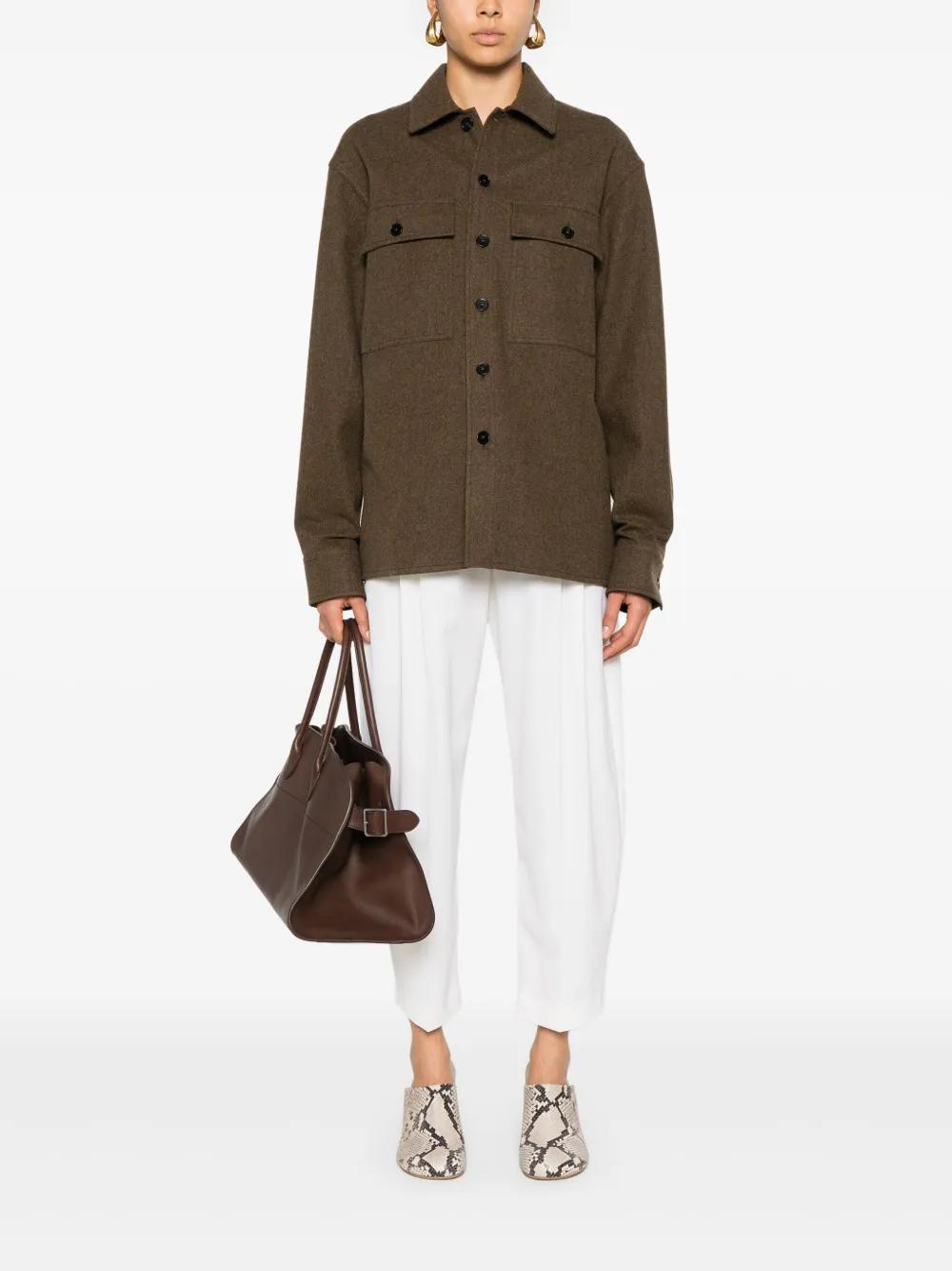 JIL SANDER + Felted Wool Overshirt In Green Product Image