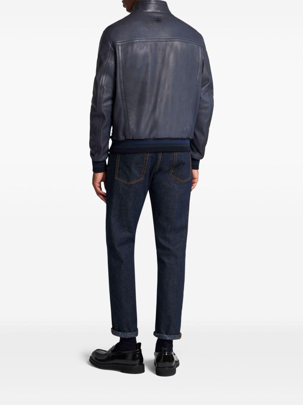 leather bomber jacket Product Image