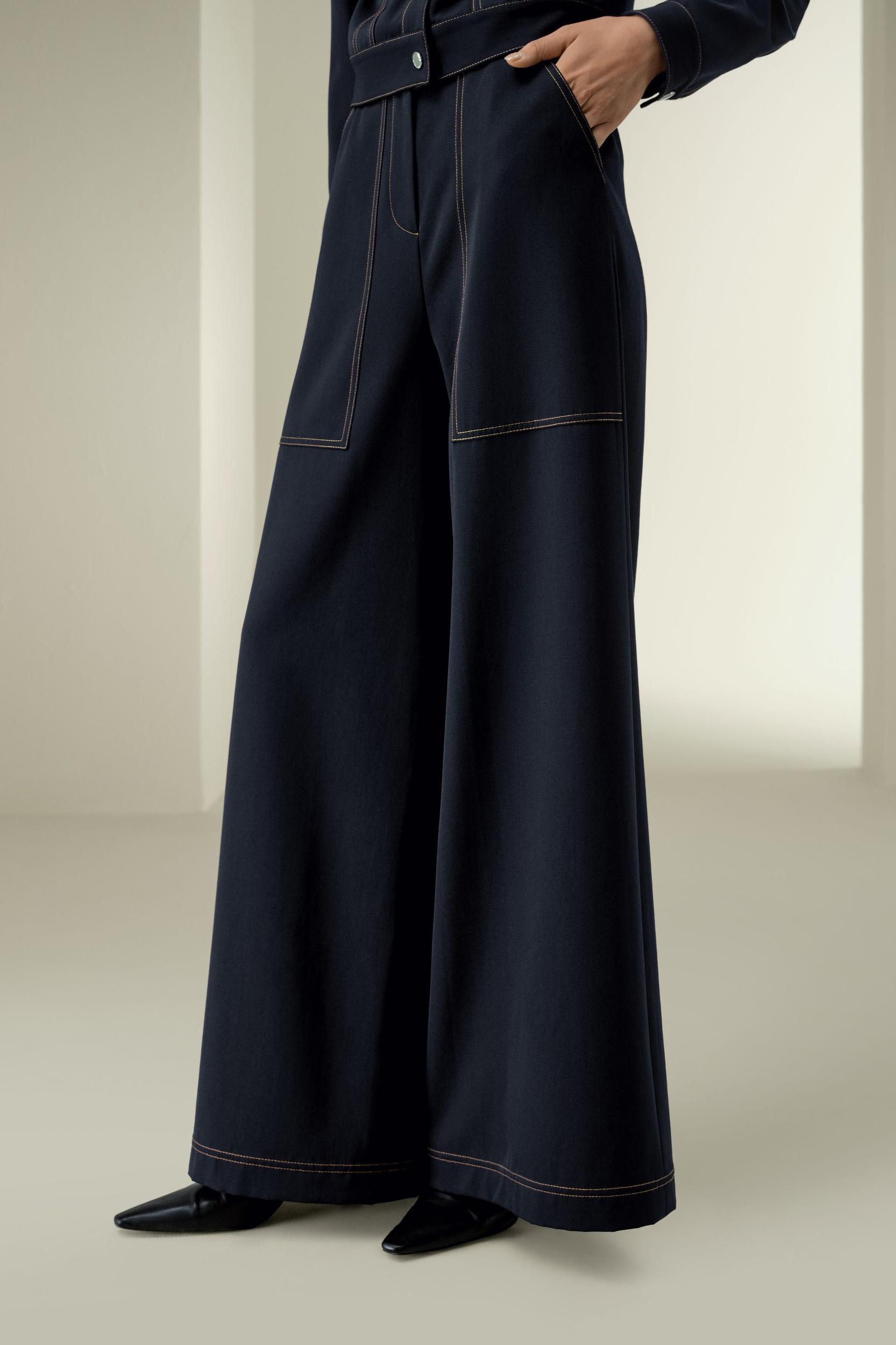 Denim-Inspired Wide Leg Wool Pants Product Image