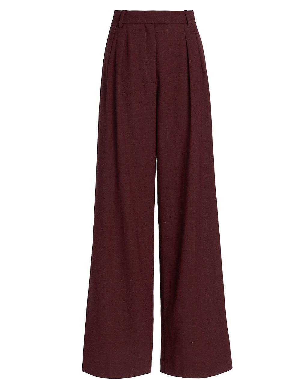 Antone Pintuck Wide-Leg Wool Pants Product Image