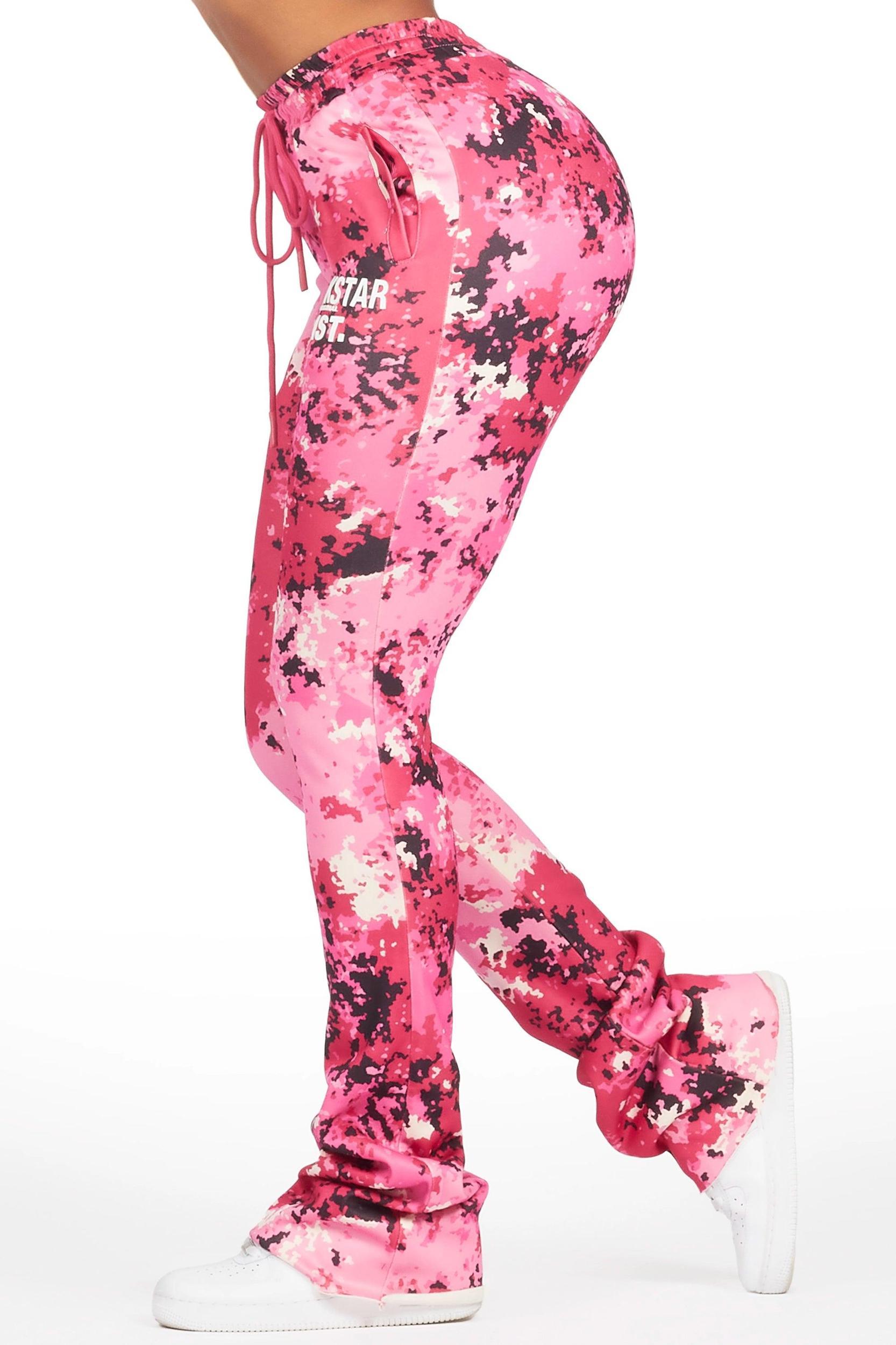 Juliana Pink Digital Camo Super Stacked Track Pant Female Product Image