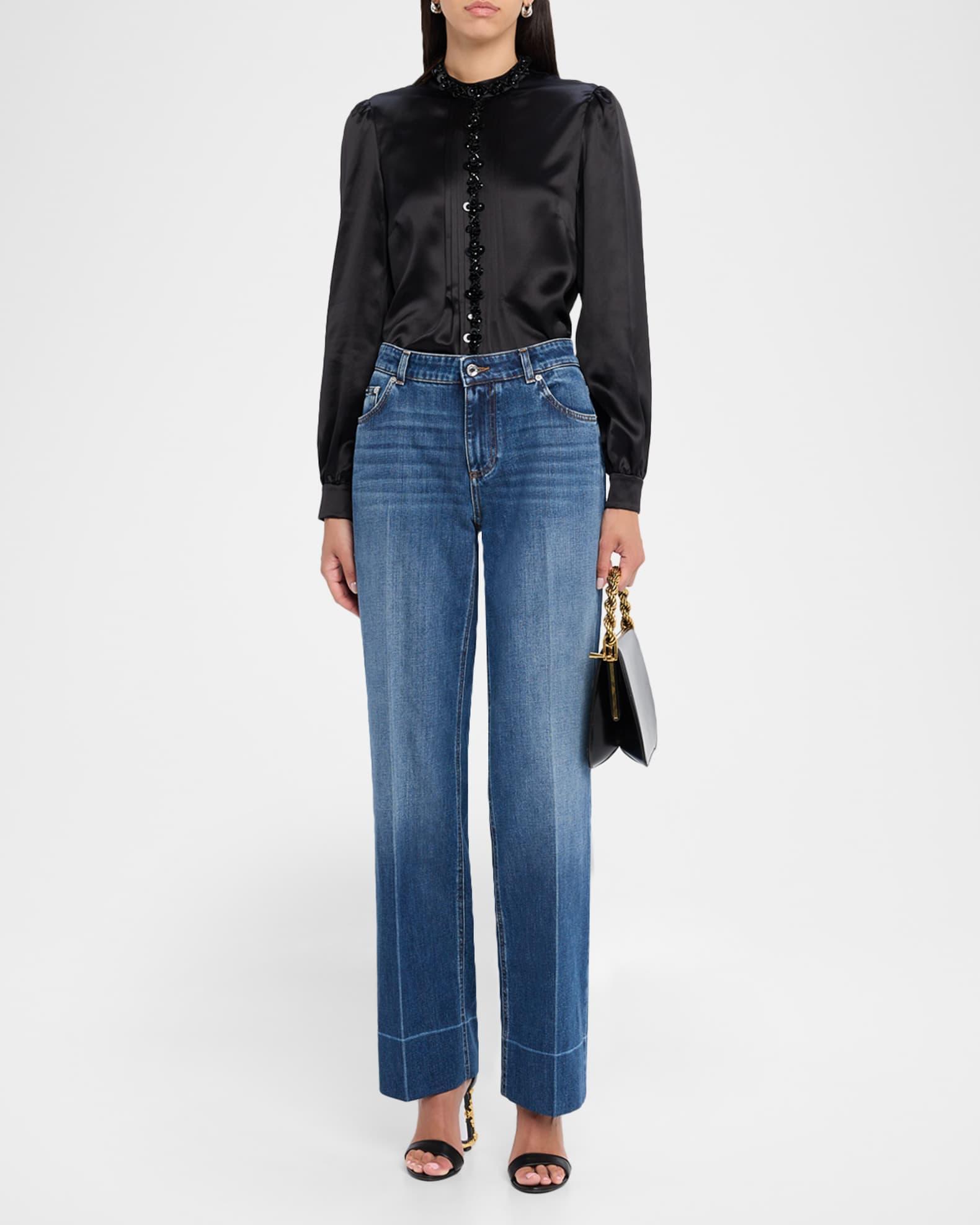 Embellished Collared Silk Blouse Product Image