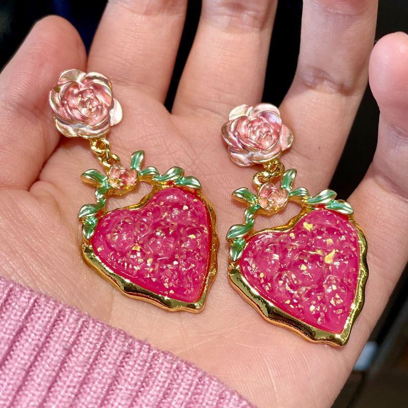 Heart Rose Drop Earring Product Image