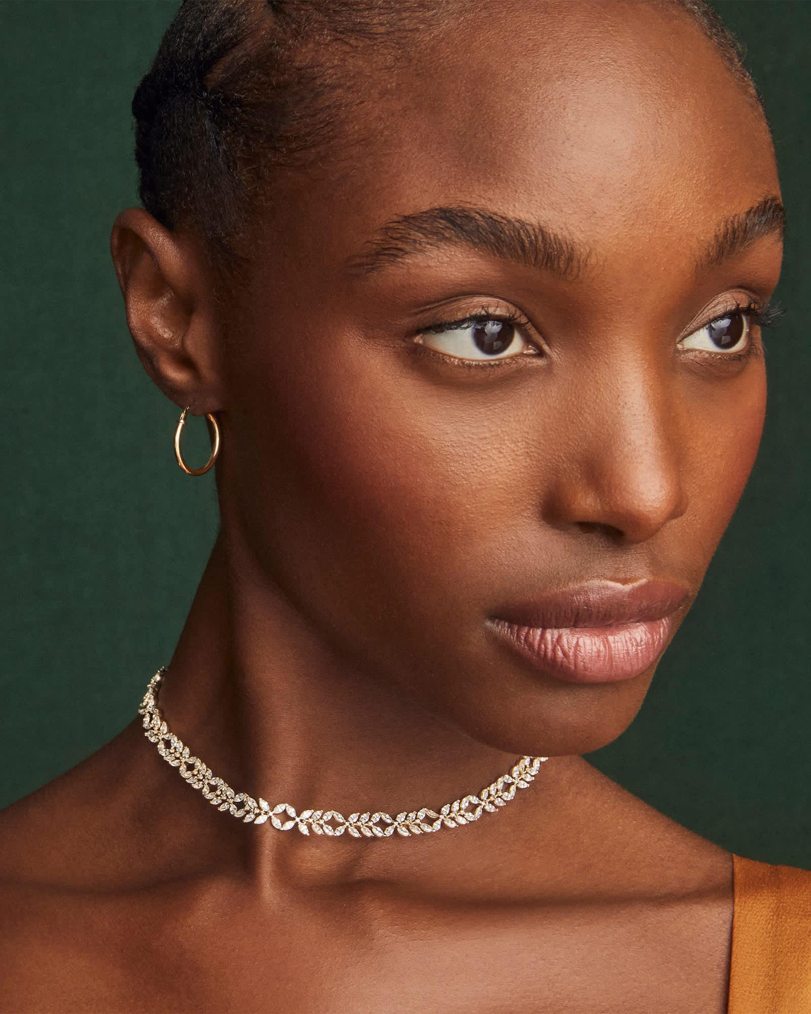 Rosalie Gold Tennis Necklace in White CZ Product Image
