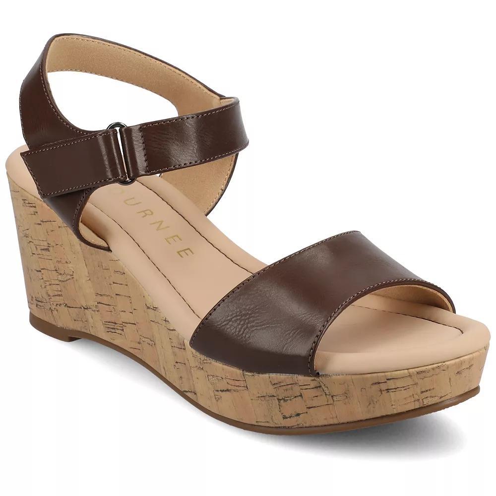 Journee Ranae Ankle Strap Platform Cork Women's Wedge Sandals, Size: 11, Brown Product Image