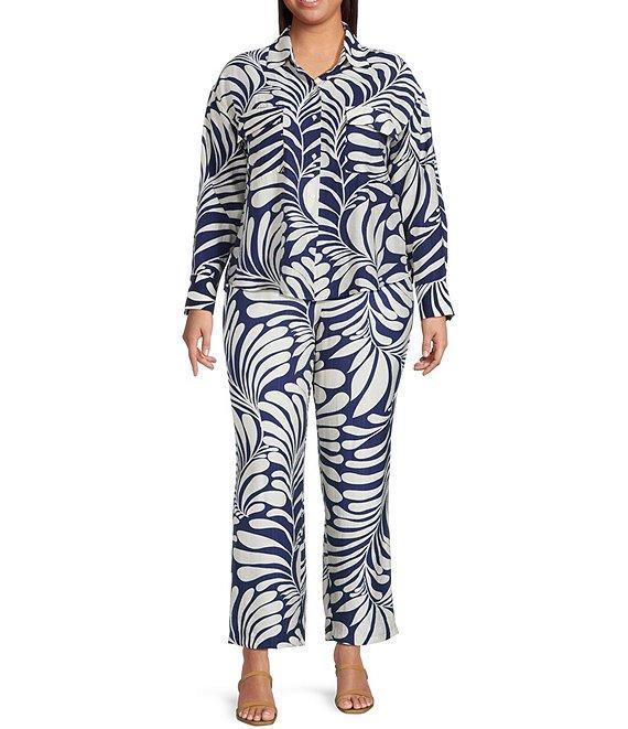 Lucy Paris Plus Carlen Coordinating Printed Long-Sleeve Cargo-Pocket Blouse Product Image