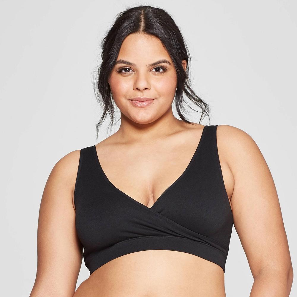 Women's Nursing 2pk Pullover Seamless Sleep Bra - Auden™ Black/Soft Petal Pink M: Maternity Wireless Knit Product Image