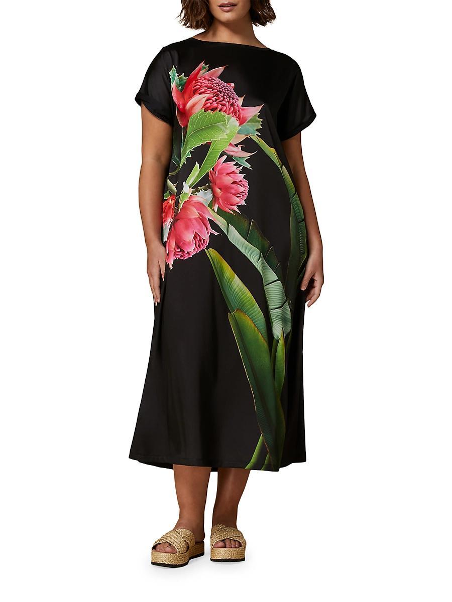Womens Plus Size Cadine Jersey-Backed Satin Midi-Dress Product Image