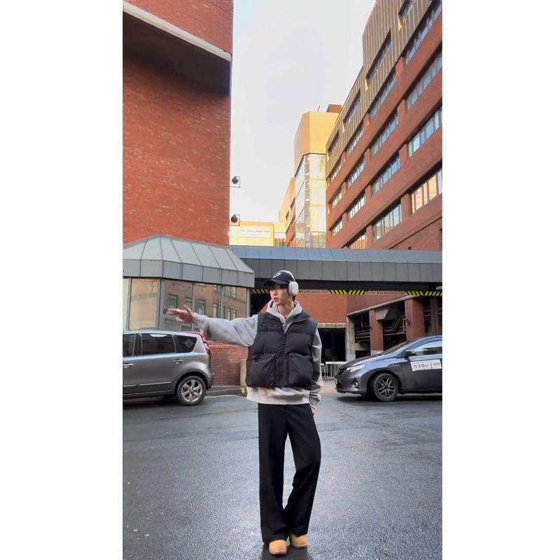 Mid Rise Plain Straight Leg Pants Product Image