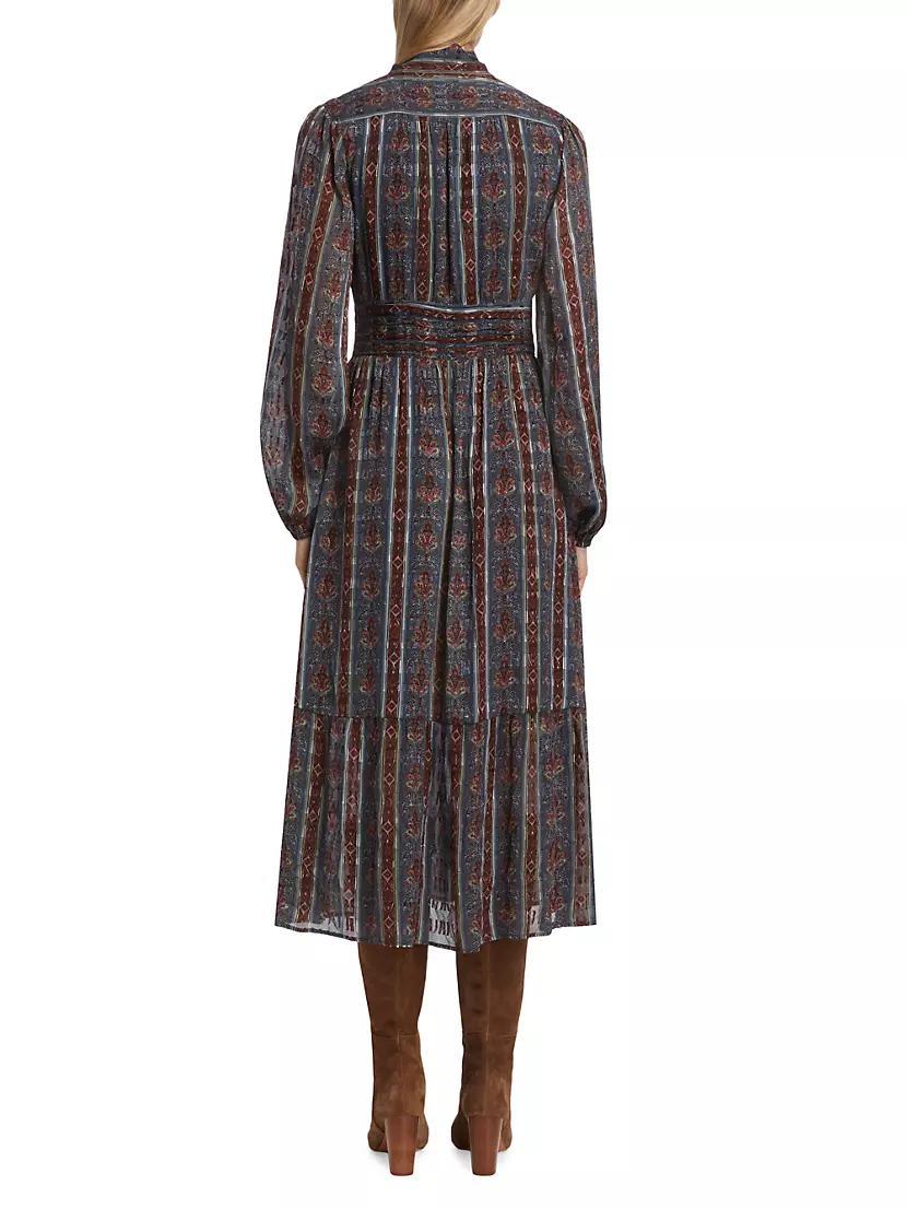 Gallery Striped Silk-Blend Midi-Dress Product Image