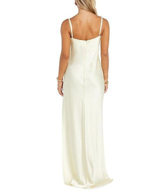 Morgan & Co. Sleeveless Spaghetti Strap Satin Rhinestone Trim Dress Product Image