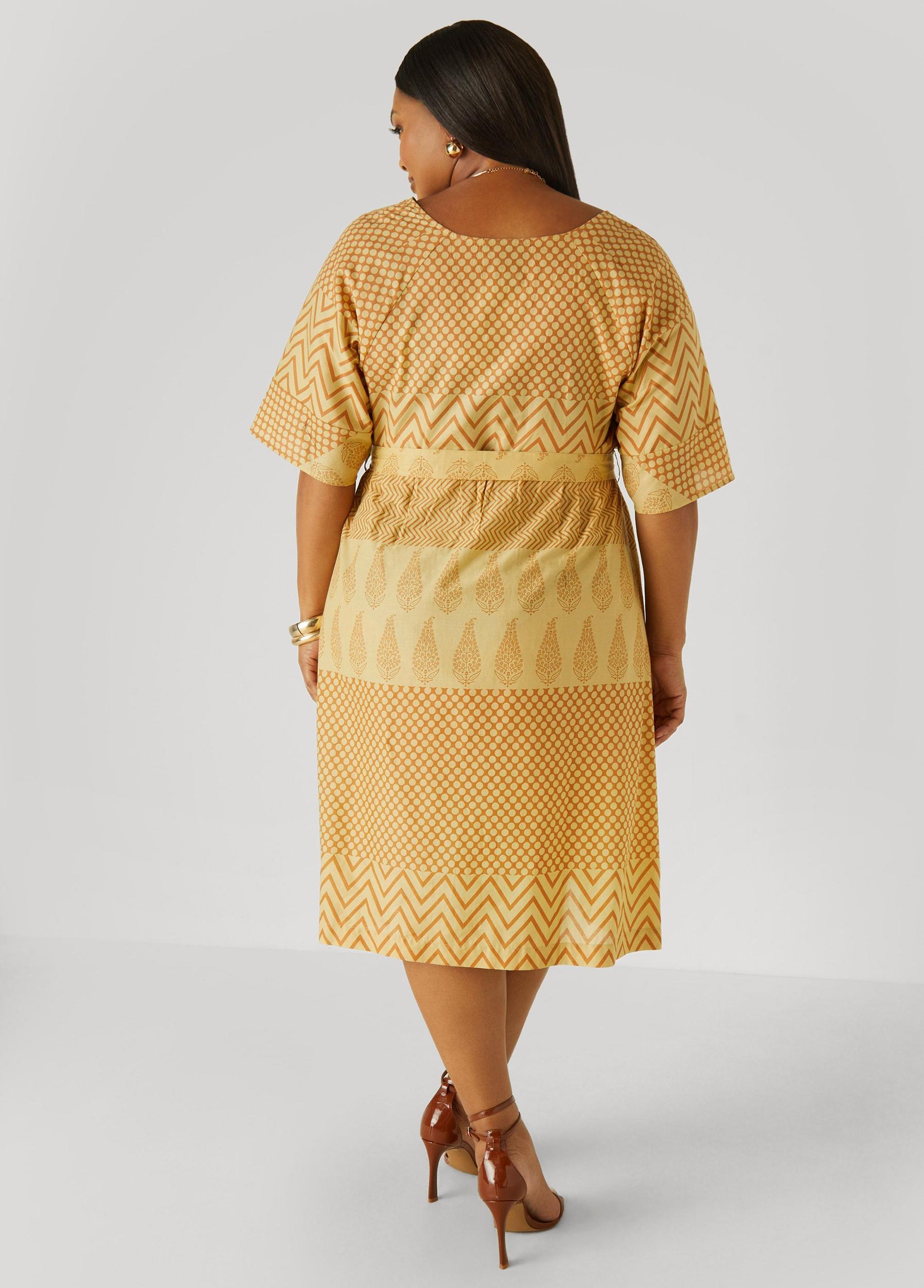 Printed Cotton Faux Wrap Dress Product Image