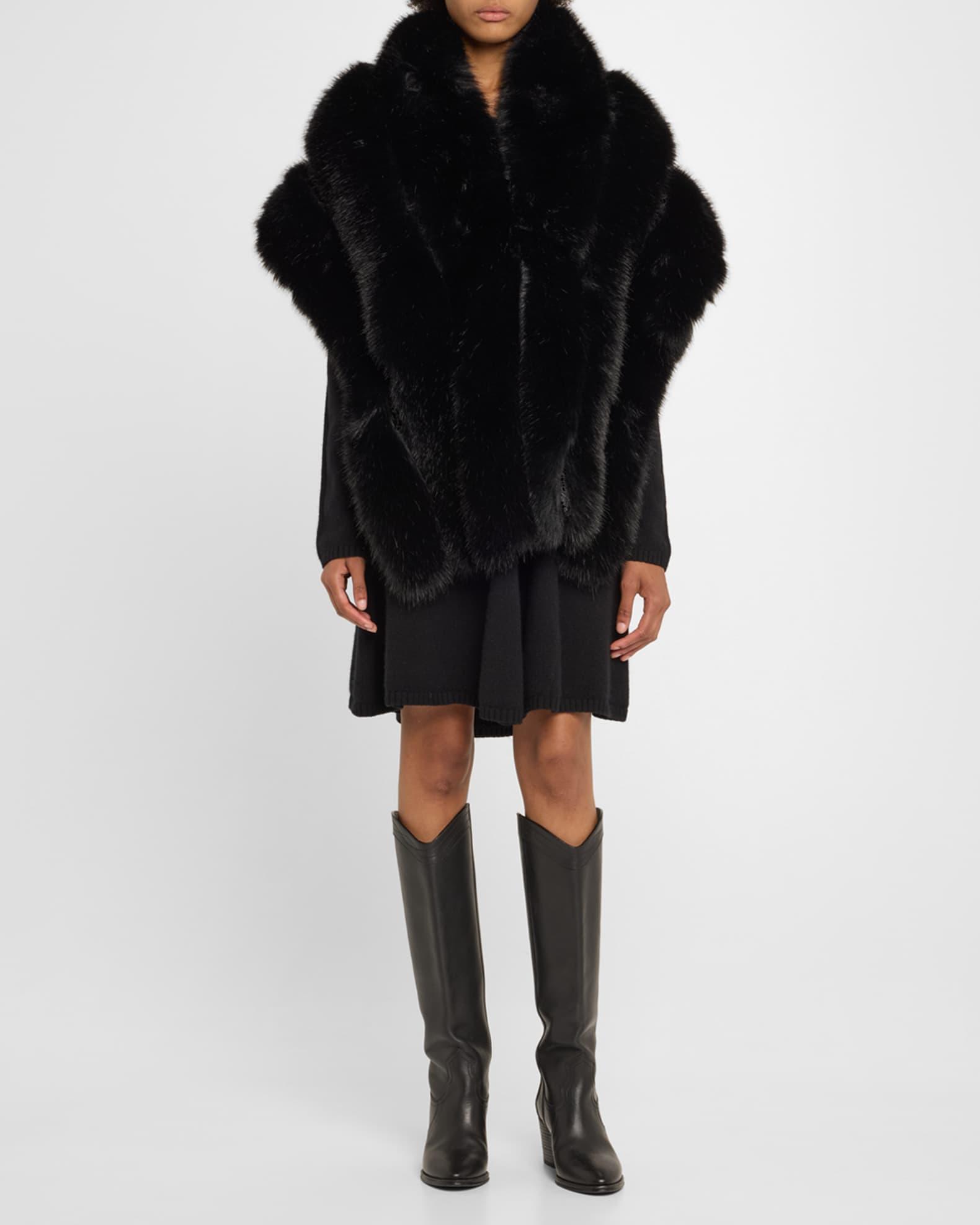 Faux Fur Lace-Lined Cape  Product Image