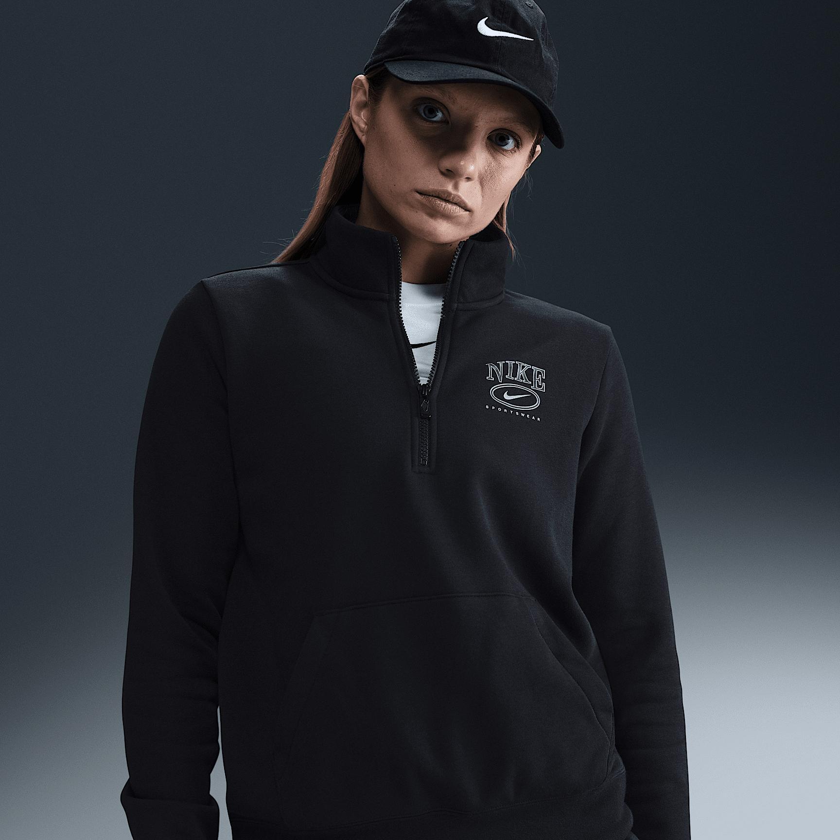 Nike Sportswear Club Fleece Women's Mock-Neck 1/2-Zip Graphic Top Product Image