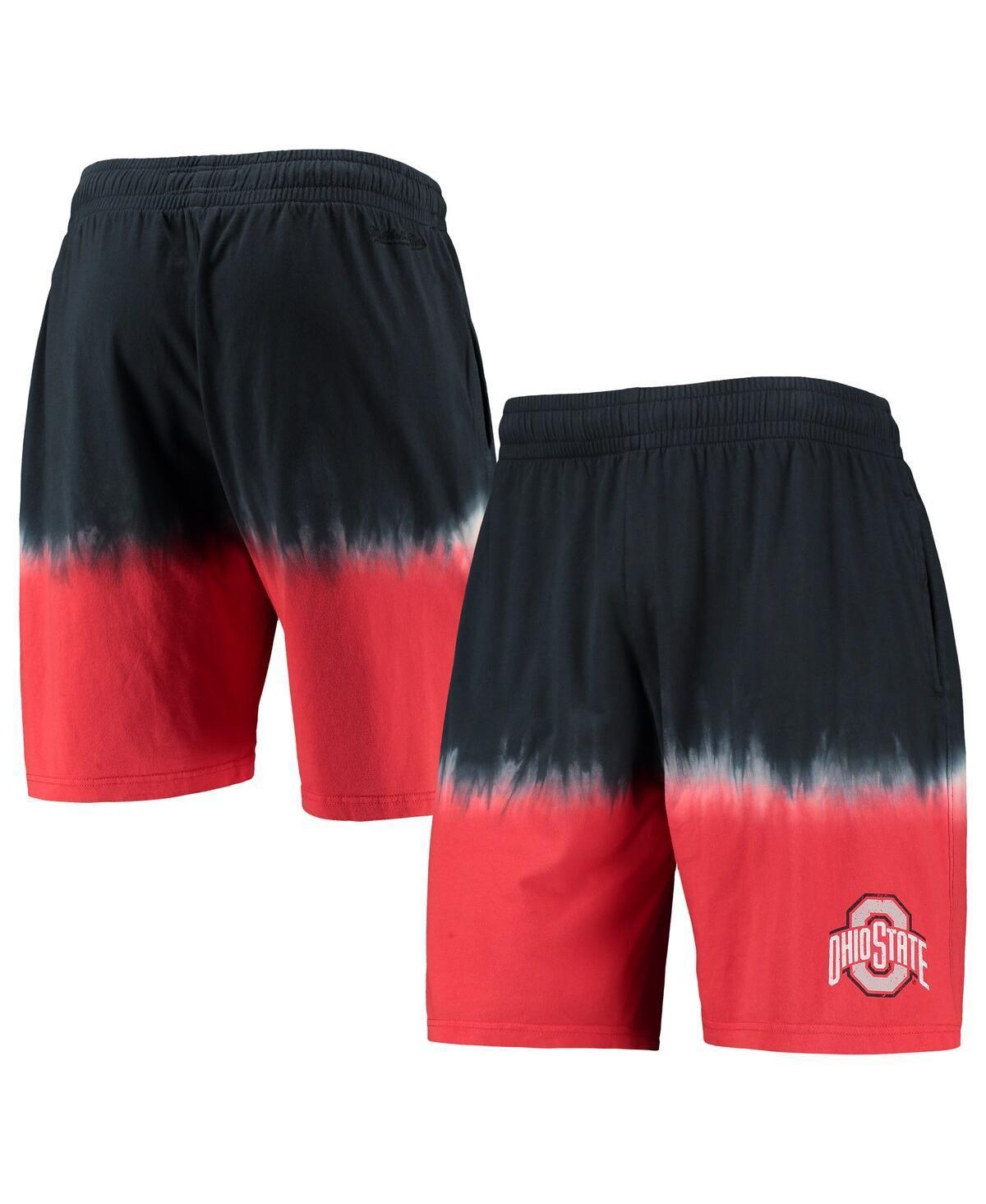 Men's Mitchell & Ness Black/Scarlet Ohio State Buckeyes Tie-Dye Shorts, Size: Medium Product Image