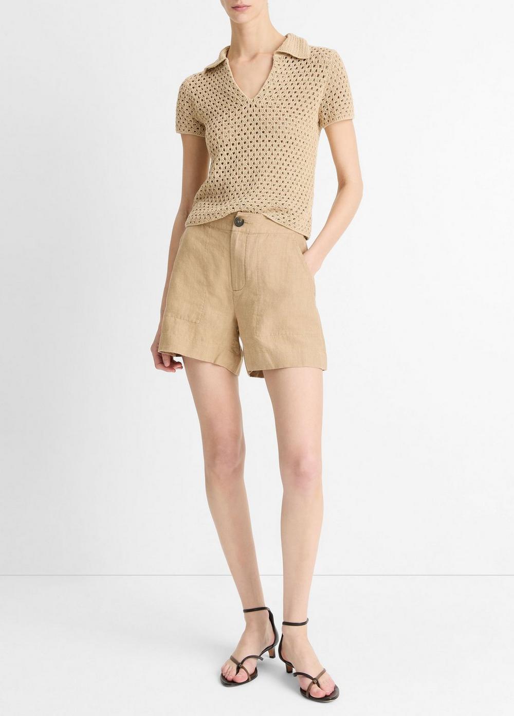 Macramé Cotton Polo Sweater Product Image