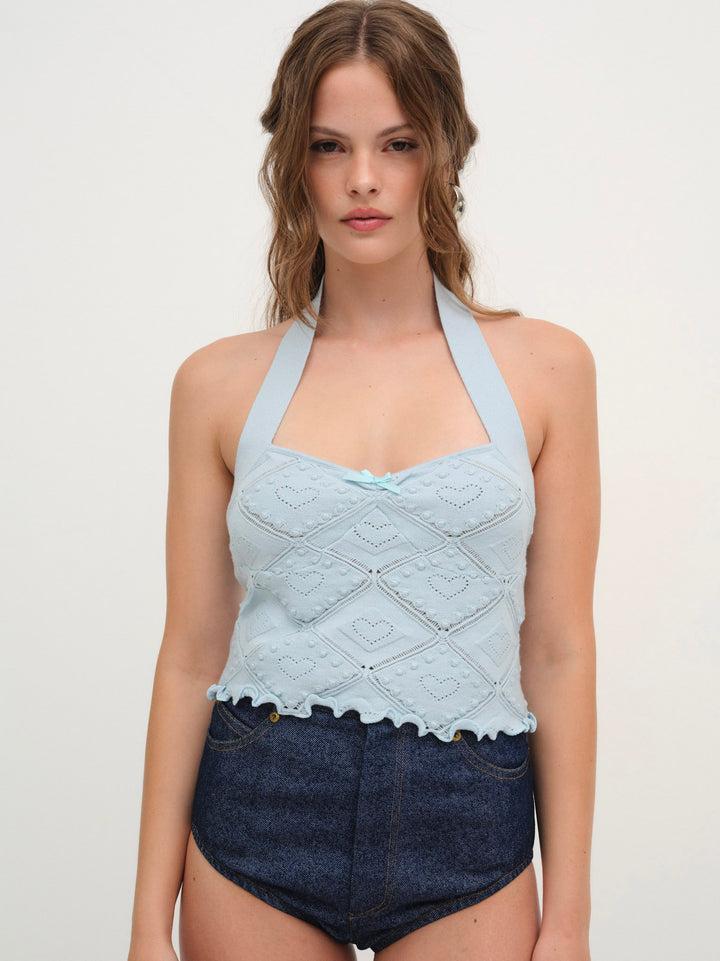 Coco Knit Tank — Blue Product Image