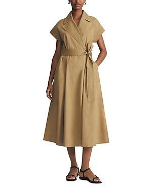 Belted Organic Cotton Poplin Midi Wrap Dress Product Image