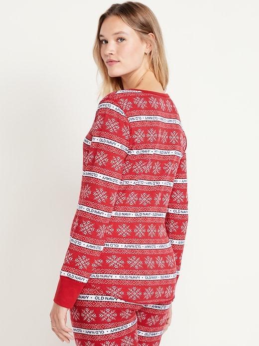 Printed Waffle Pajama Top for Women Product Image