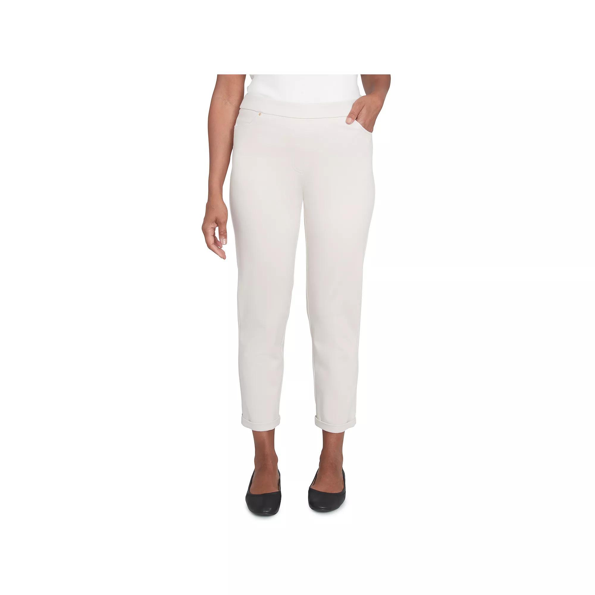 Women's Alfred Dunner Cuffed Ankle Ponte Pants, Size: Large, Grey Product Image