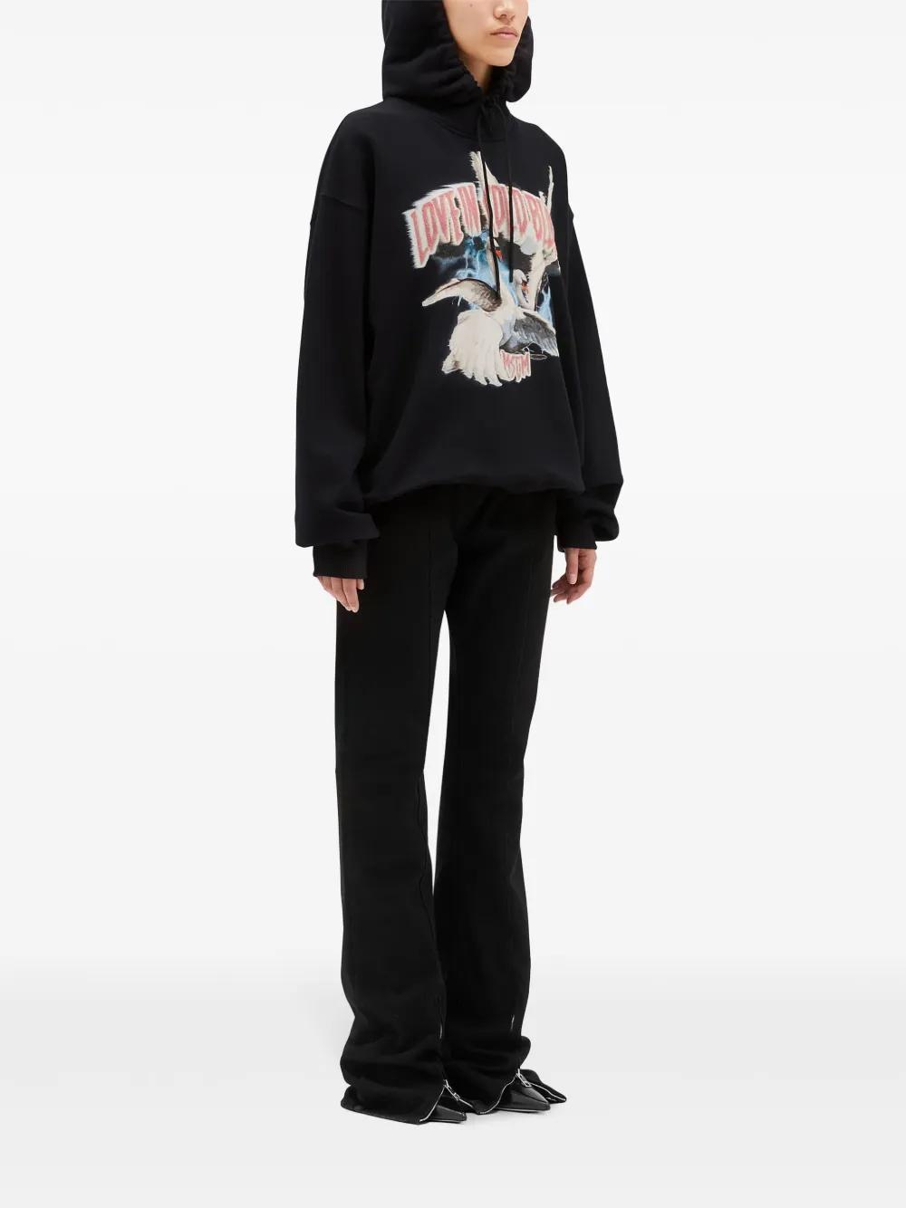 MSGM Graphic-print Cotton Hoodie In Black Product Image