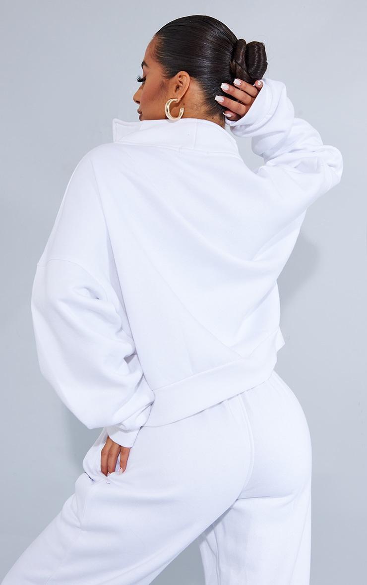 PRETTYLITTLETHING Petite White Oversized Half Zip Sweat Product Image