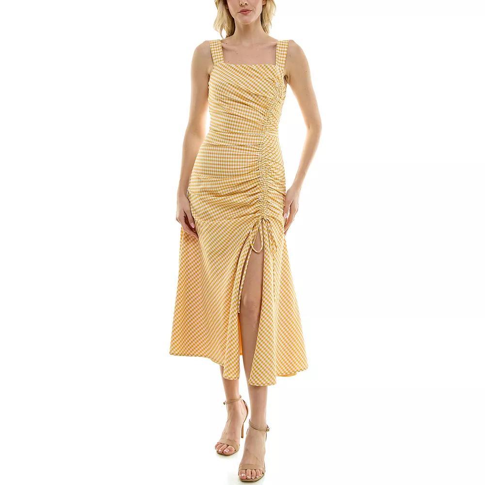 Women's Taylor Squareneck Side-Rouched Midi Dress, Size: 6, Gingham Product Image